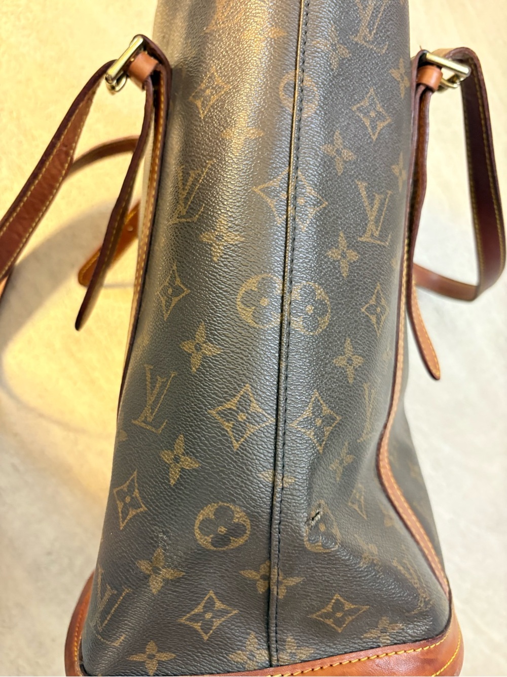 Louis Vuitton Monogram Vertical Bucket Bag in Brown and Tan - Picture 6 of 12